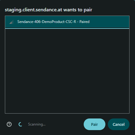 "Pair device" dialog