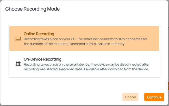 Choose Recording Mode Dialog